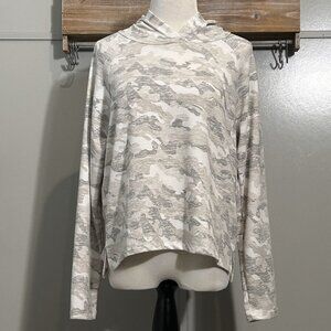 RBX French Terry White/Gray Camo Print Hoodie Sweatshirt Top Size Medium